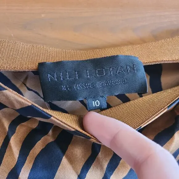 Nili Lotan Lane Skirt Zebra Black Bronze Midi Animal Print Safari Flowy 10 Boho - Picture 5 of 5